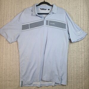 Travis Mathew Polo Shirt‎ Mens XL Light Blue Golf Performance Stripe